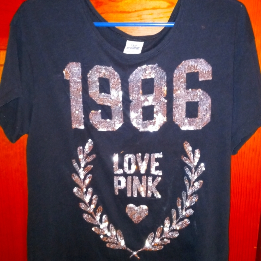 Black Sequin Victoria Secret Pink Top